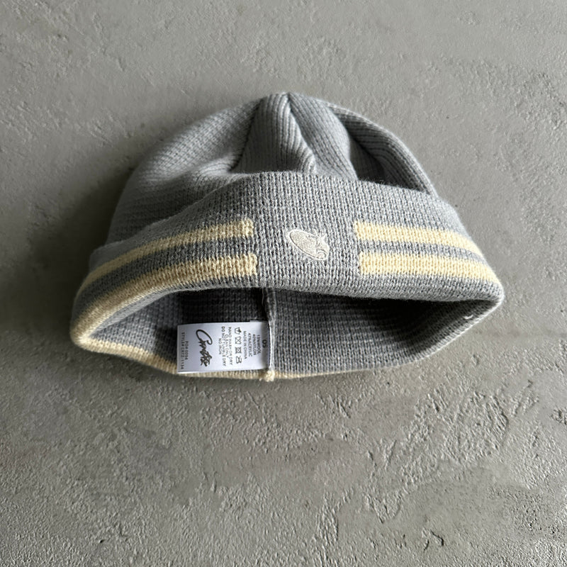 Touca Corteiz "Knit Stripe Beanie Gray"