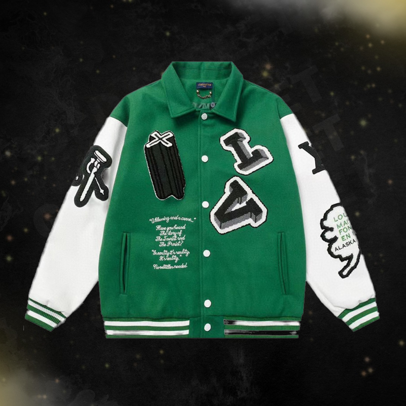 Jaqueta Louis Vuitton Varsity Leather Jacket Green