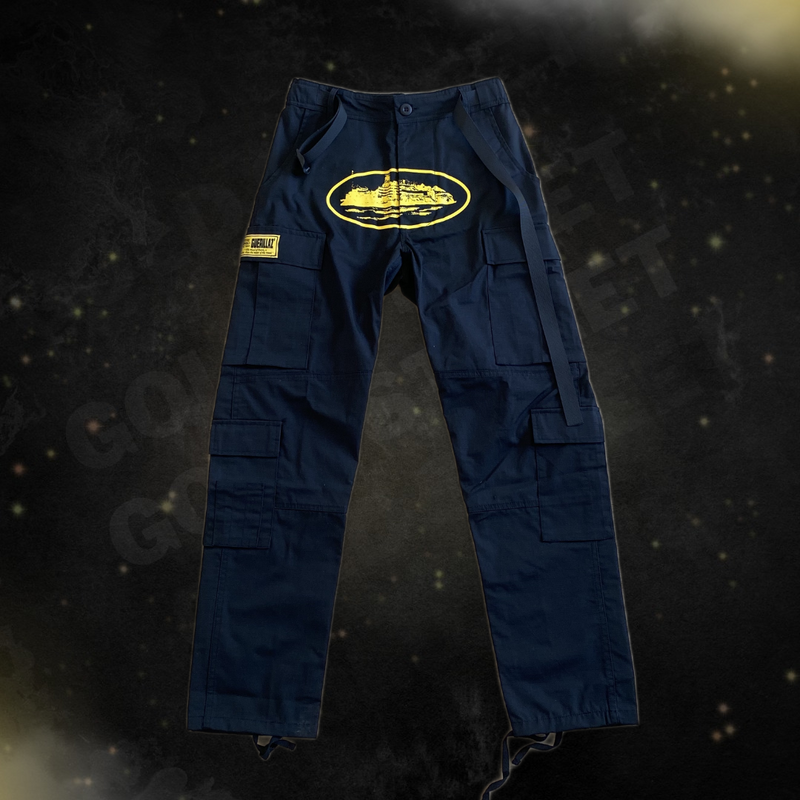 Calça Corteiz Cargo "Black Yellow Logo Cargo"