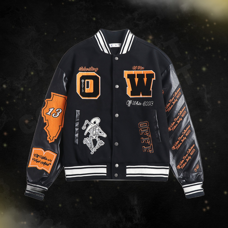 Jaqueta Off-White  Leather Varsity Jacket