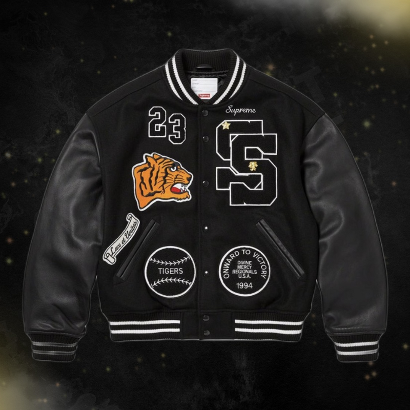 Jaqueta Supreme Tiger Varsity Jacket Black