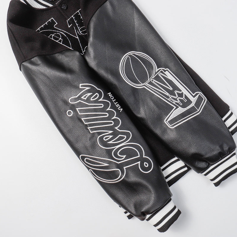 Jaqueta Louis Vuitton x NBA Leather Basketball Jacket Black