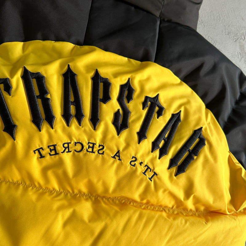 Jaqueta Trapstar "Decoded Arch Puffer Jacket Black Yellow"