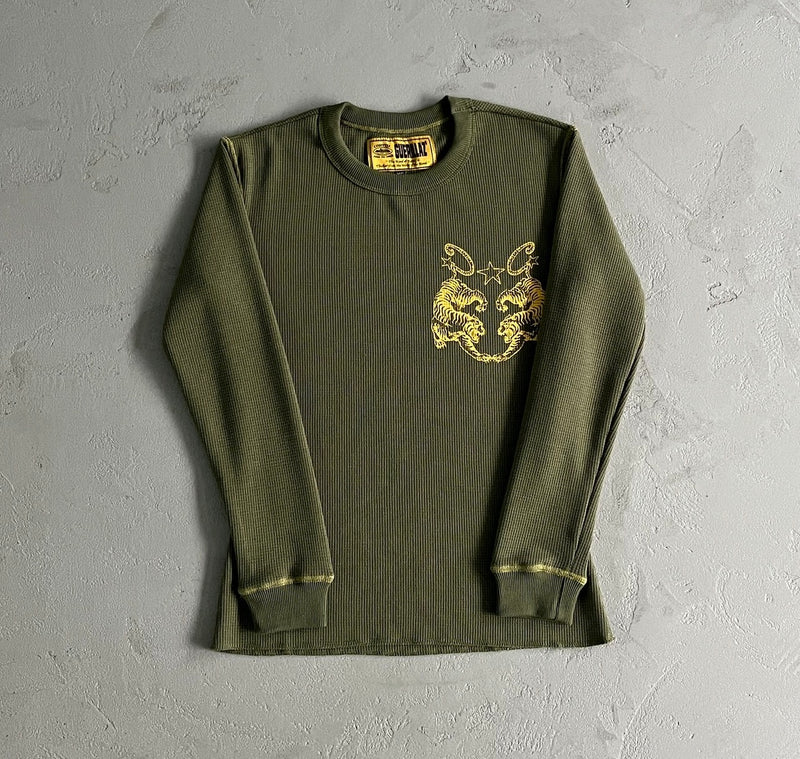 Camisa Manga Longa Corteiz “Waffle Tiger Stars Long Sleeve Green”