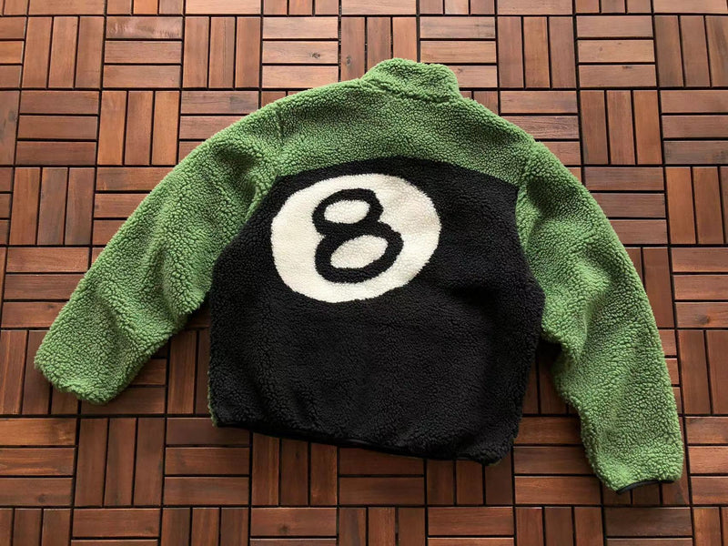 Jaqueta Stussy 8 Ball Sherpa Dupla Face Green