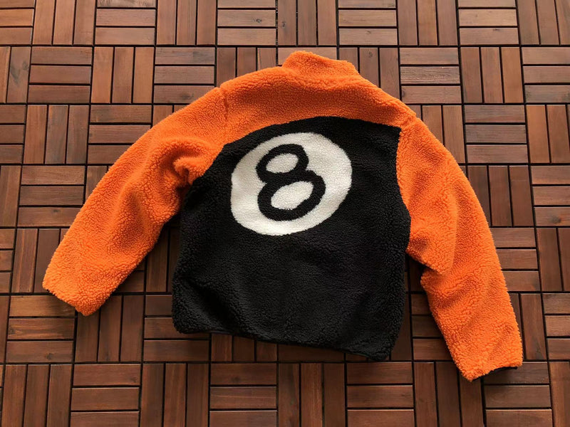 Jaqueta Stussy 8 Ball Sherpa Dupla Face Orange