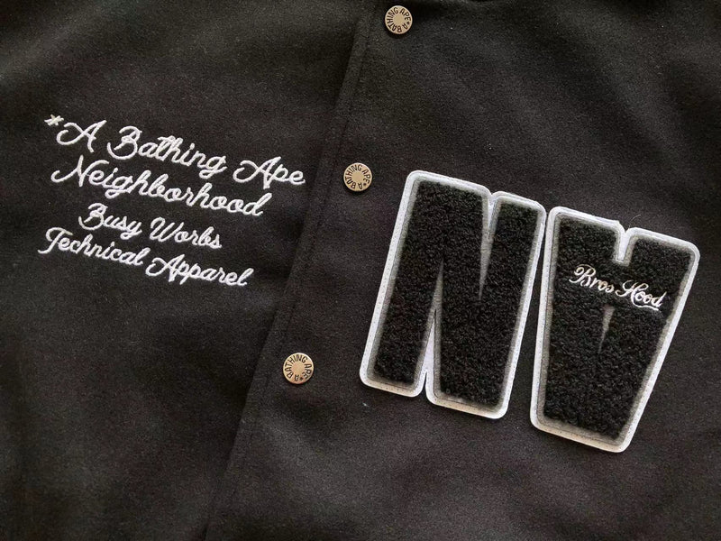 Jaqueta BAPE x Neighborhood Varsity Jacket Black