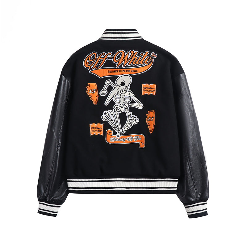 Jaqueta Off-White  Leather Varsity Jacket