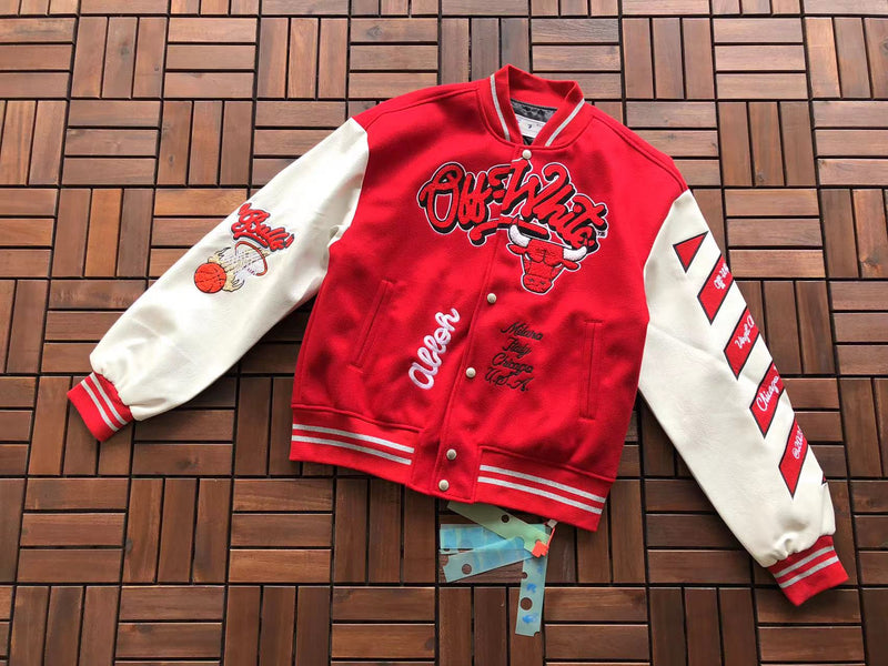 Jaqueta Off-White Varsity Chicago Bulls Red