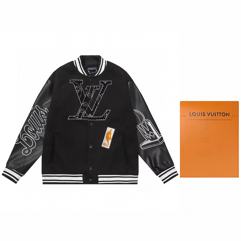 Jaqueta Louis Vuitton x NBA Leather Basketball Jacket Black