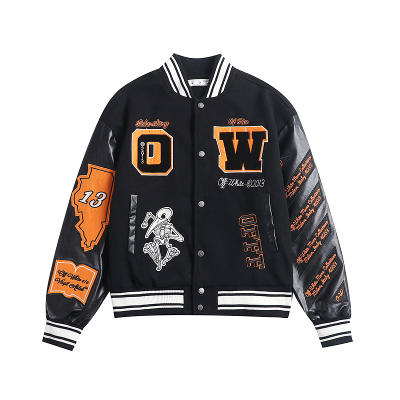 Jaqueta Off-White  Leather Varsity Jacket