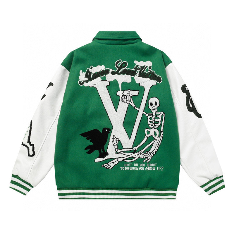 Jaqueta Louis Vuitton Varsity Leather Jacket Green