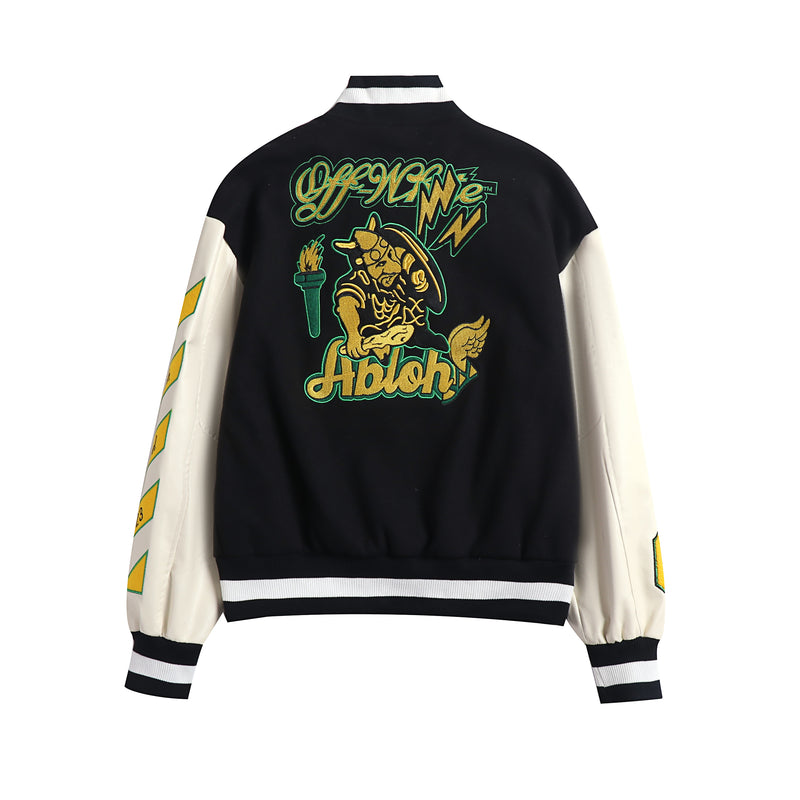 Jaqueta Off-White Varsity Graphics Leather