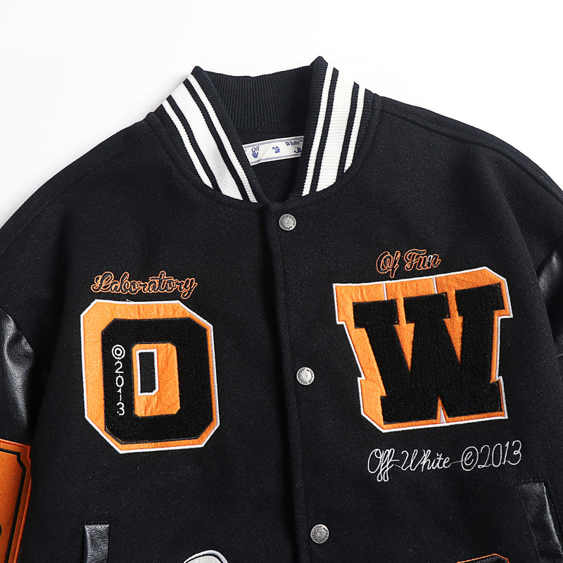 Jaqueta Off-White  Leather Varsity Jacket