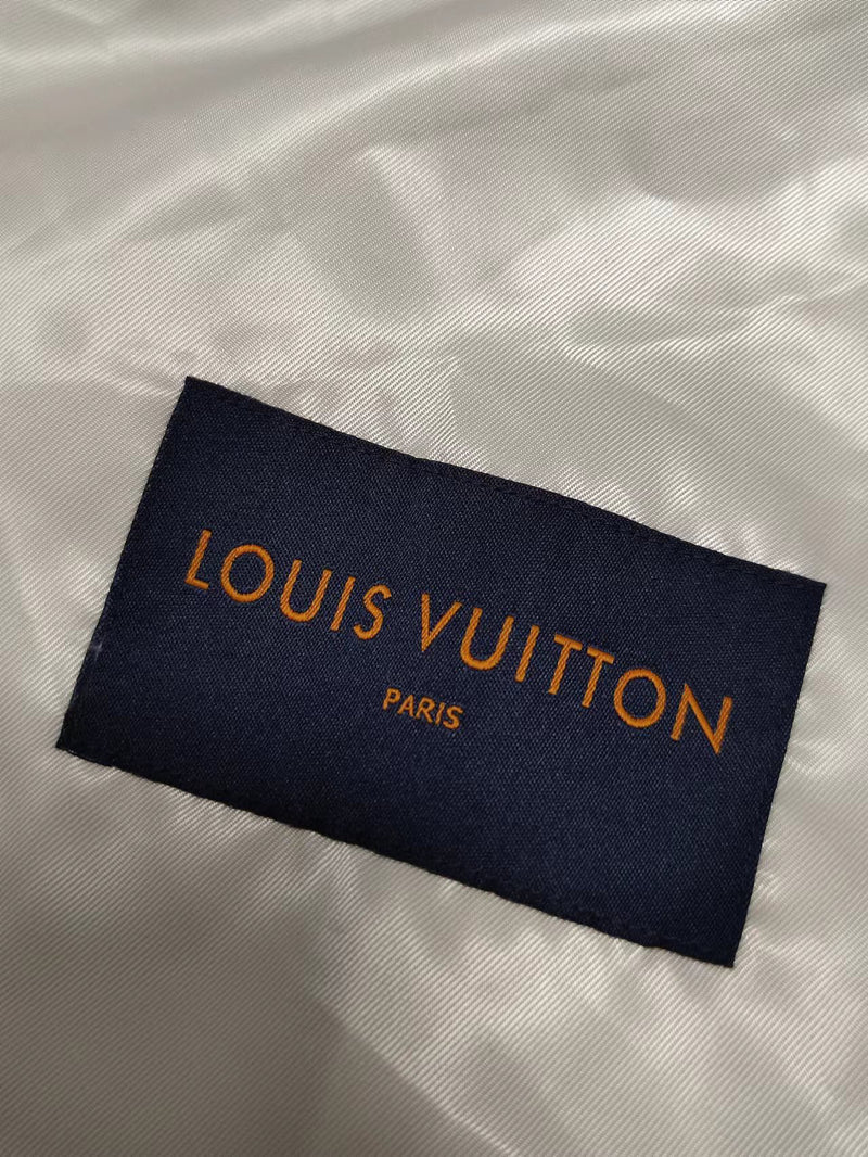 Jaqueta Louis Vuitton Multi-Patches Mixed Leather Varsity Blouson Milky White