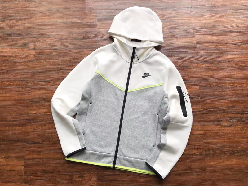 Conjunto Nike Tech Fleece "White/Grey Green Detail"