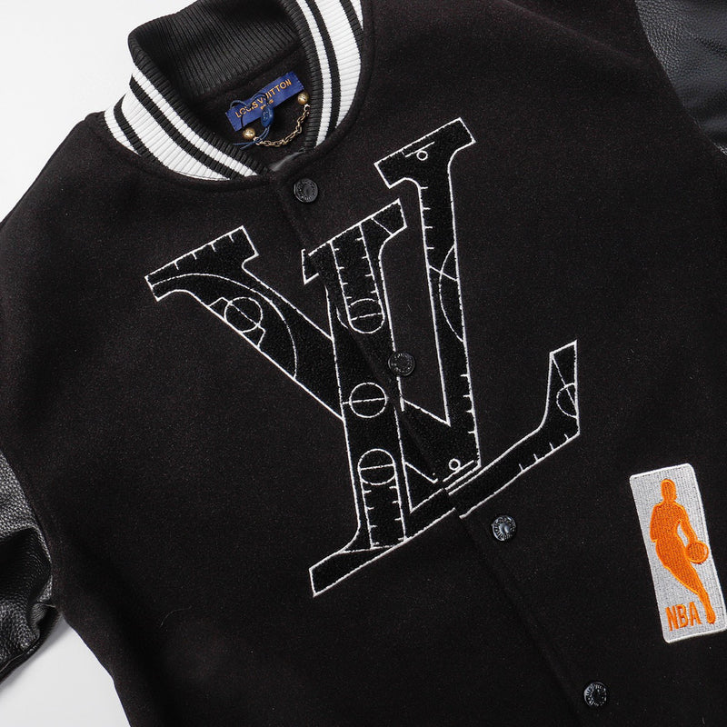 Jaqueta Louis Vuitton x NBA Leather Basketball Jacket Black