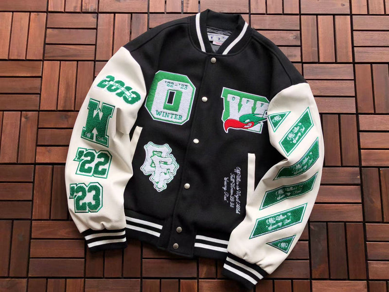 Jaqueta Off-White Embr Patches Embroidered Varsity Jacket