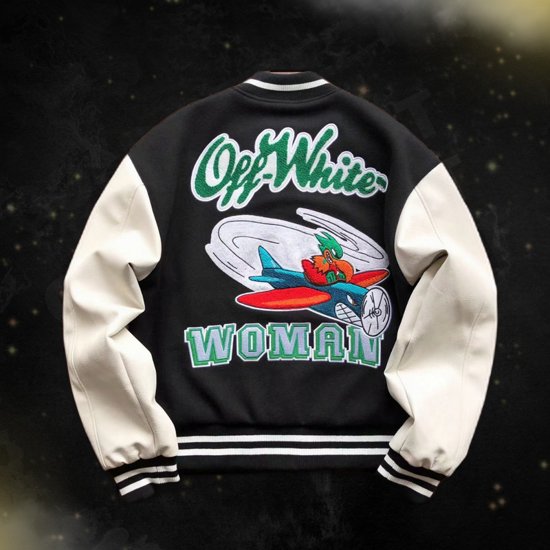 Jaqueta Off-White Embr Patches Embroidered Varsity Jacket