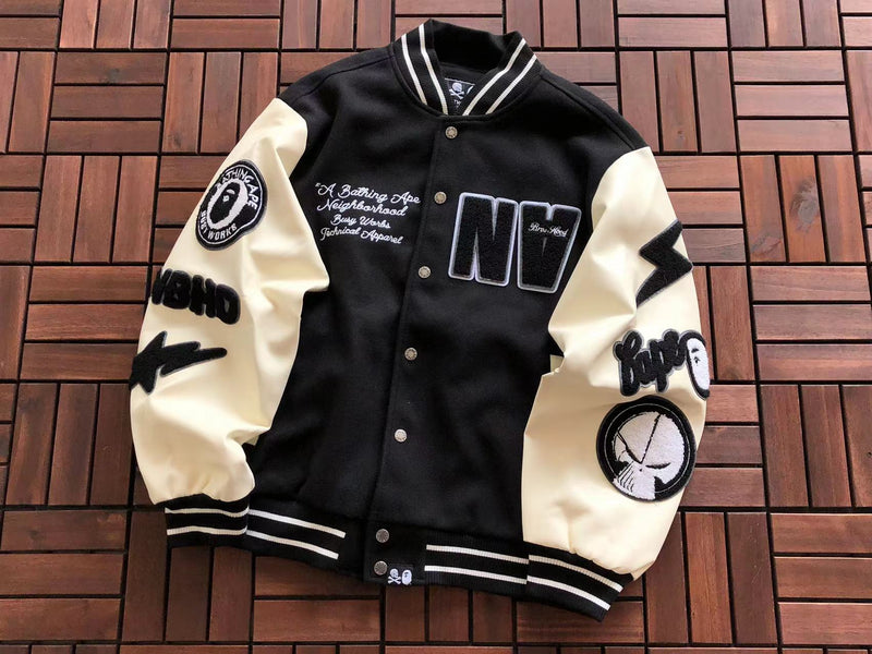 Jaqueta BAPE x Neighborhood Varsity Jacket Black