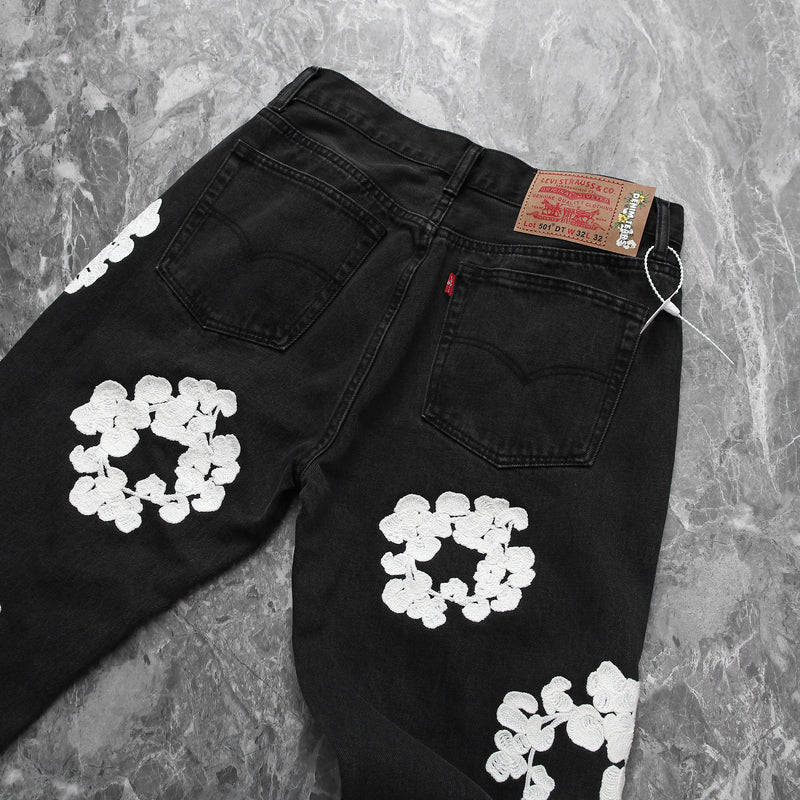 Calça Denim Tears x Levi’s Cotton Wreath Jean Black