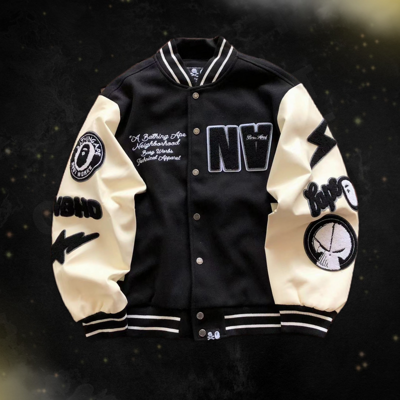 Jaqueta BAPE x Neighborhood Varsity Jacket Black