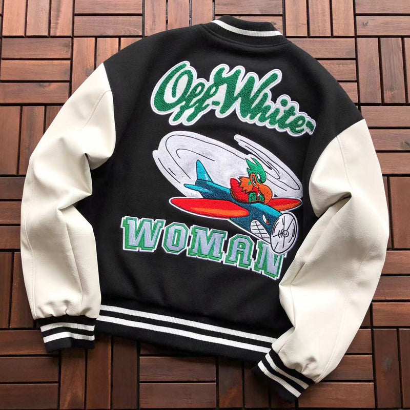 Jaqueta Off-White Embr Patches Embroidered Varsity Jacket