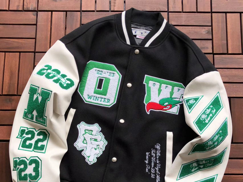 Jaqueta Off-White Embr Patches Embroidered Varsity Jacket