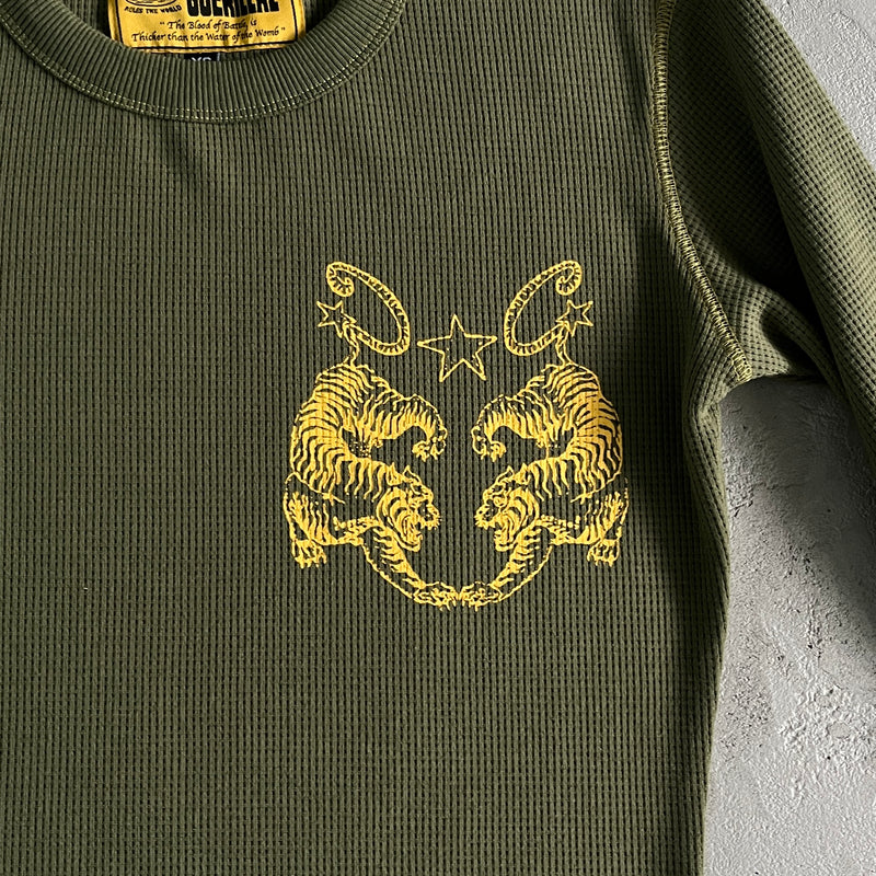 Camisa Manga Longa Corteiz “Waffle Tiger Stars Long Sleeve Green”