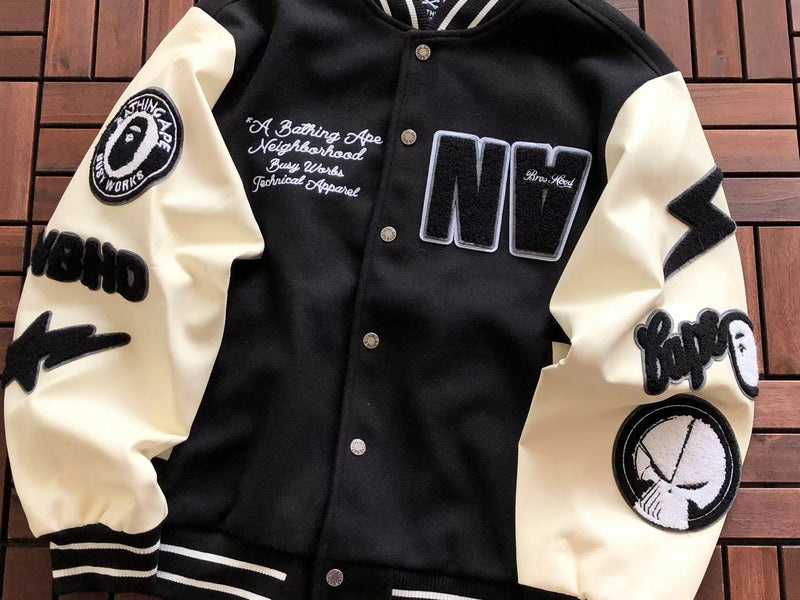 Jaqueta BAPE x Neighborhood Varsity Jacket Black