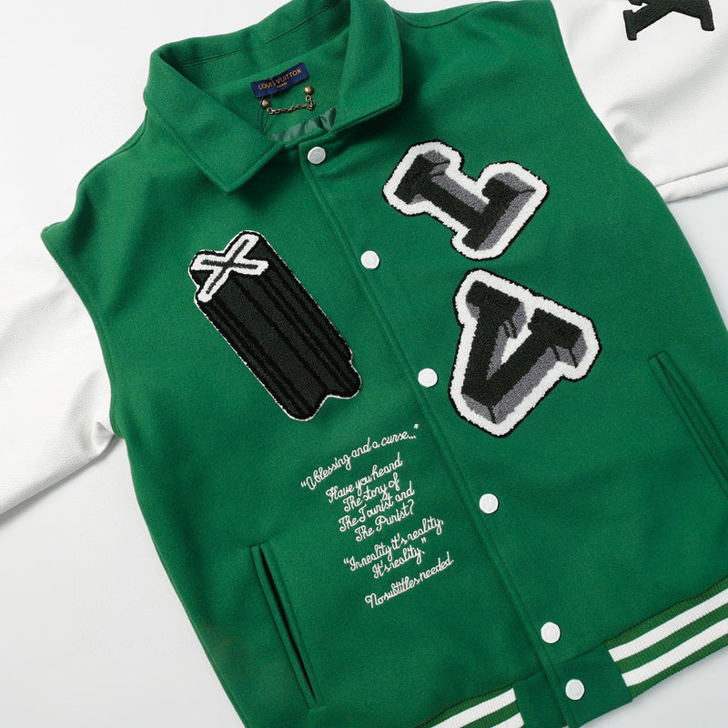 Jaqueta Louis Vuitton Varsity Leather Jacket Green