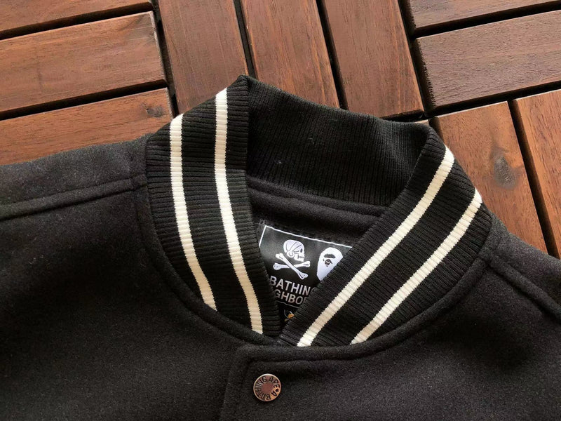 Jaqueta BAPE x Neighborhood Varsity Jacket Black