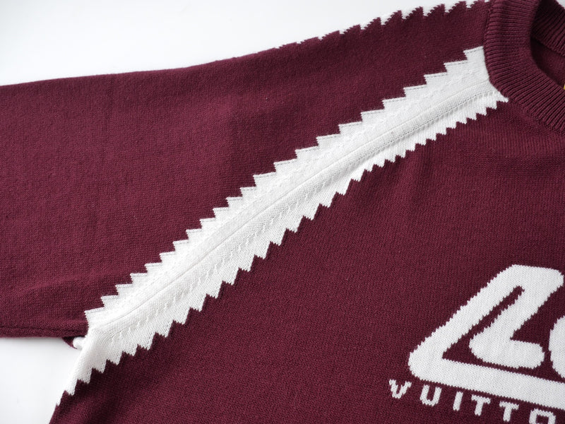 Camiseta Louis Vuitton Burgundy Intarsia Cotton Knit Crew Neck