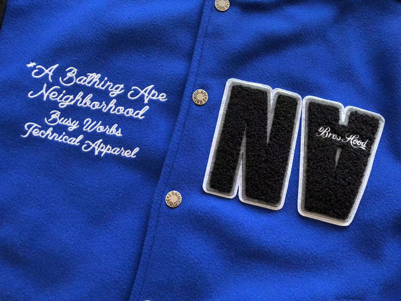 Jaqueta BAPE x Neighborhood Varsity Jacket Blue