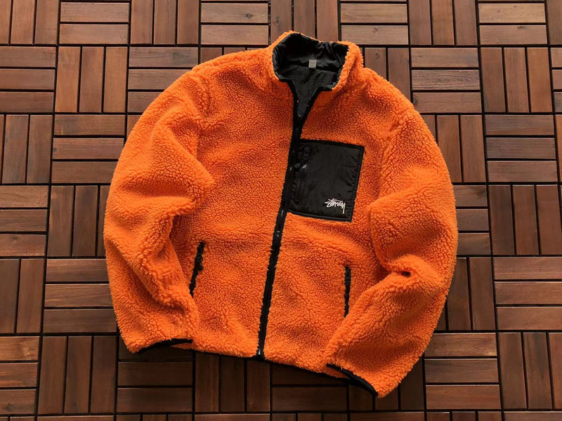 Jaqueta Stussy 8 Ball Sherpa Dupla Face Orange