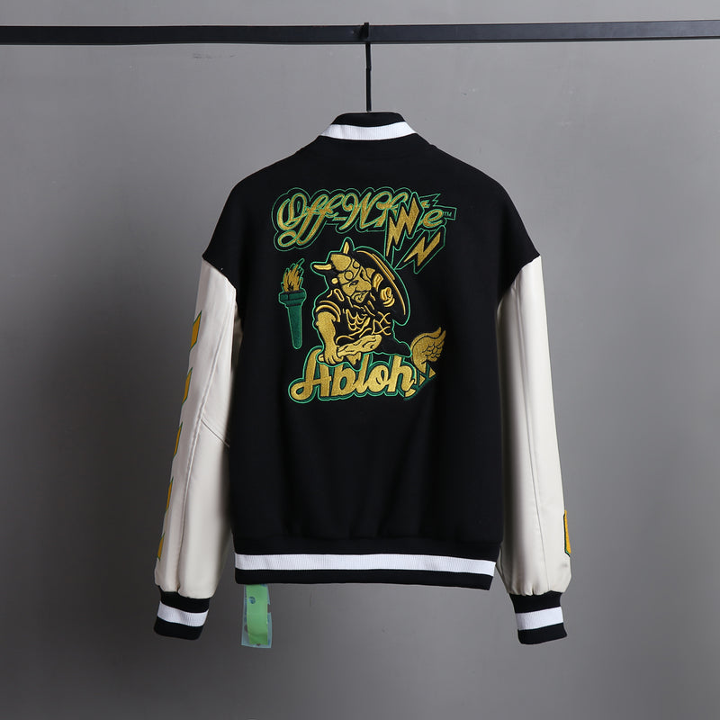 Jaqueta Off-White Varsity Graphics Leather