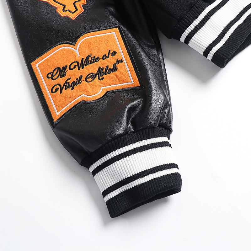 Jaqueta Off-White  Leather Varsity Jacket