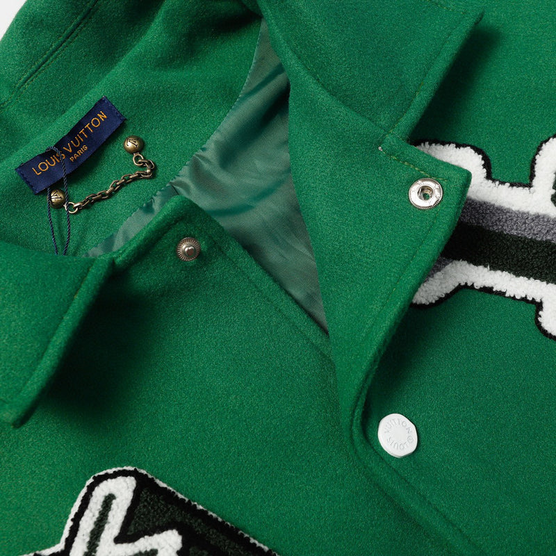 Jaqueta Louis Vuitton Varsity Leather Jacket Green