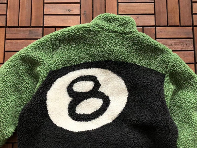 Jaqueta Stussy 8 Ball Sherpa Dupla Face Green