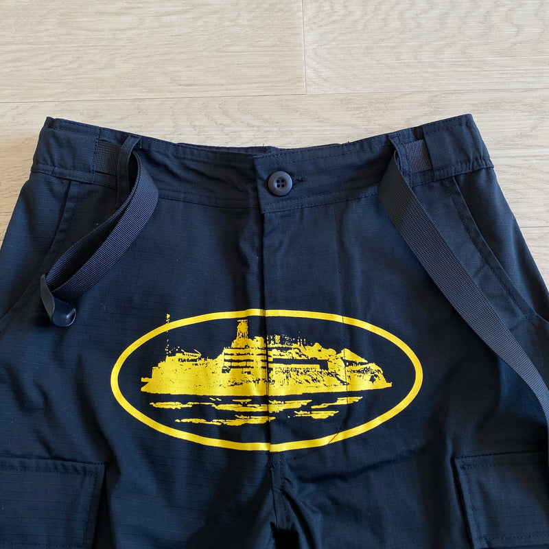 Calça Corteiz Cargo "Black Yellow Logo Cargo"