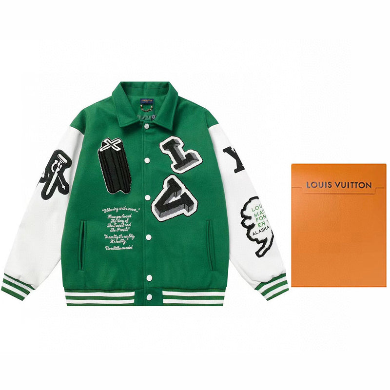 Jaqueta Louis Vuitton Varsity Leather Jacket Green