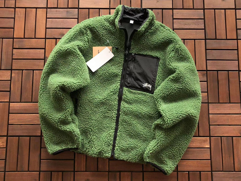 Jaqueta Stussy 8 Ball Sherpa Dupla Face Green