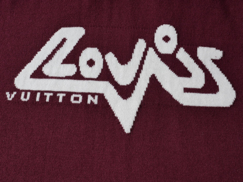 Camiseta Louis Vuitton Burgundy Intarsia Cotton Knit Crew Neck