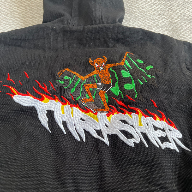 Jaqueta Supreme x TRASHER Hooded Work Jacket Black