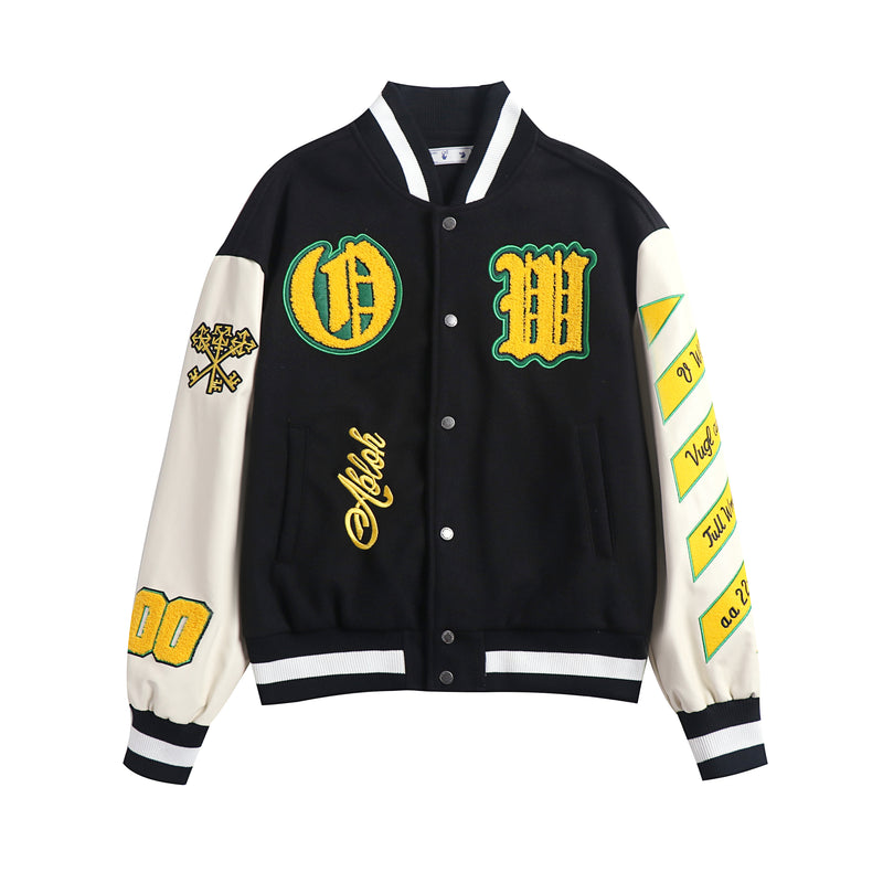 Jaqueta Off-White Varsity Graphics Leather