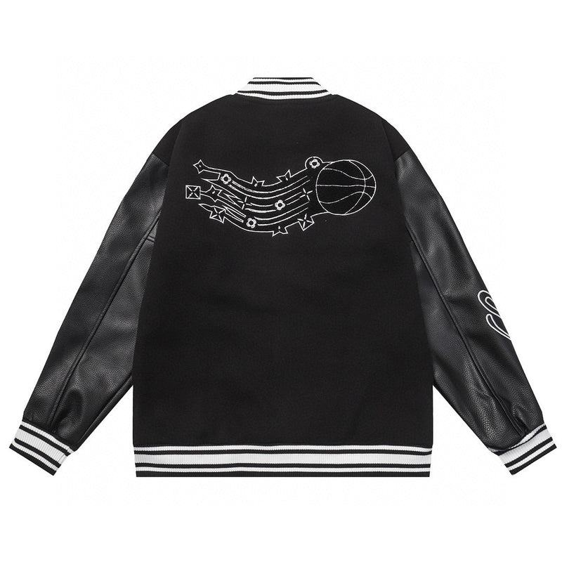 Jaqueta Louis Vuitton x NBA Leather Basketball Jacket Black