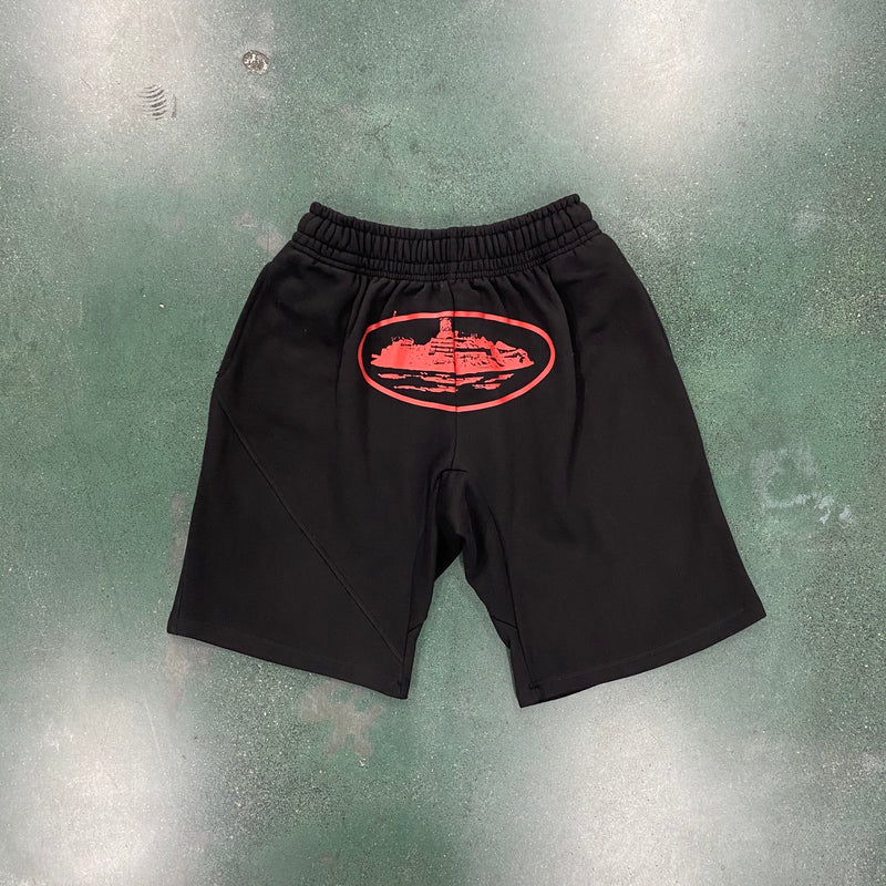 Bermuda Corteiz "Alcatraz Basic Shorts Black/Red"